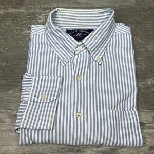 Bills Khakis Blue & White Stripe Oxford Shirt XXL